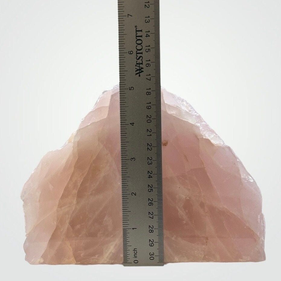 Boho Luxe Decor, Rose Quartz Bookends with Meaning Card - Natural Pink Crystal Décor for Your Bookshelf, 5 lbs. (AJ)