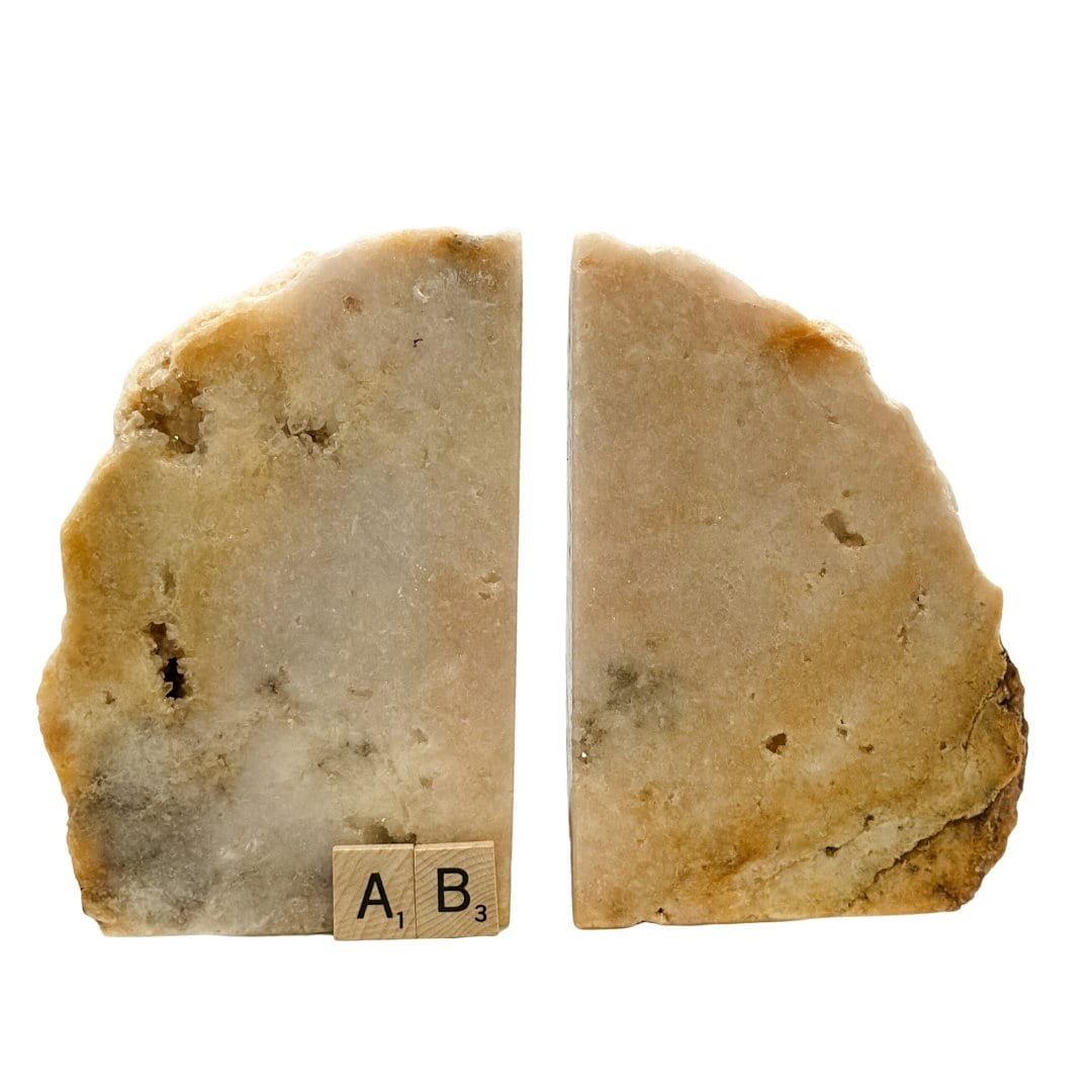 Pink Amethyst Bookends Natural Geode Book Ends Crystal Bookshelf Home Decor (AB)