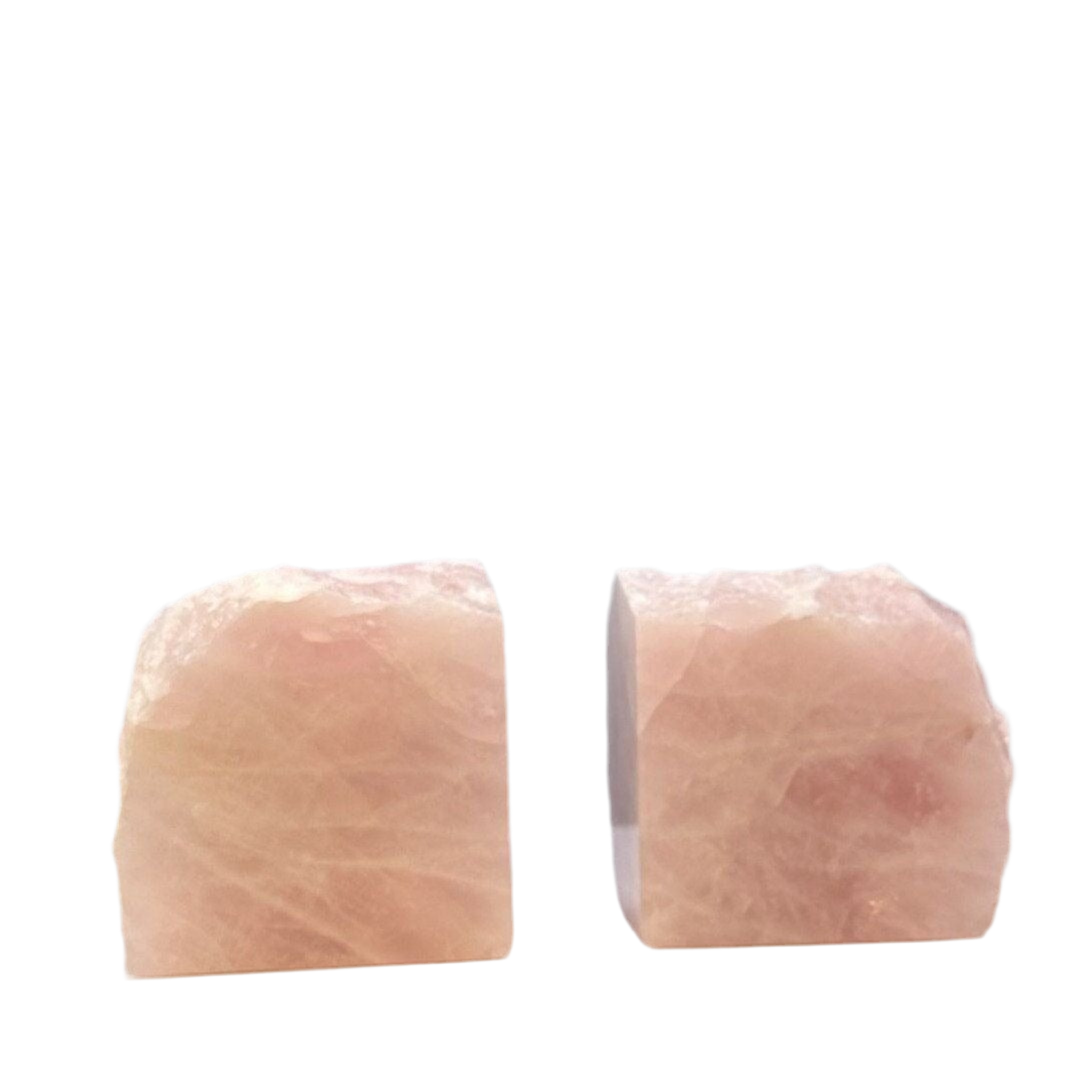 Natural Rose Quartz Bookends with Boho Chic Appeal w/ Natural Characteristics, Pink Crystal Bookends (5+ lbs.) AC