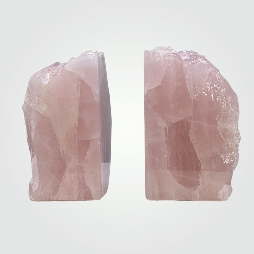Pink Crystal Bookends, Rose Quartz w/ Natural Characteristics, Book Lover Gift, Mindful Love Gift, Weighs Over 5+ lbs. (AN)