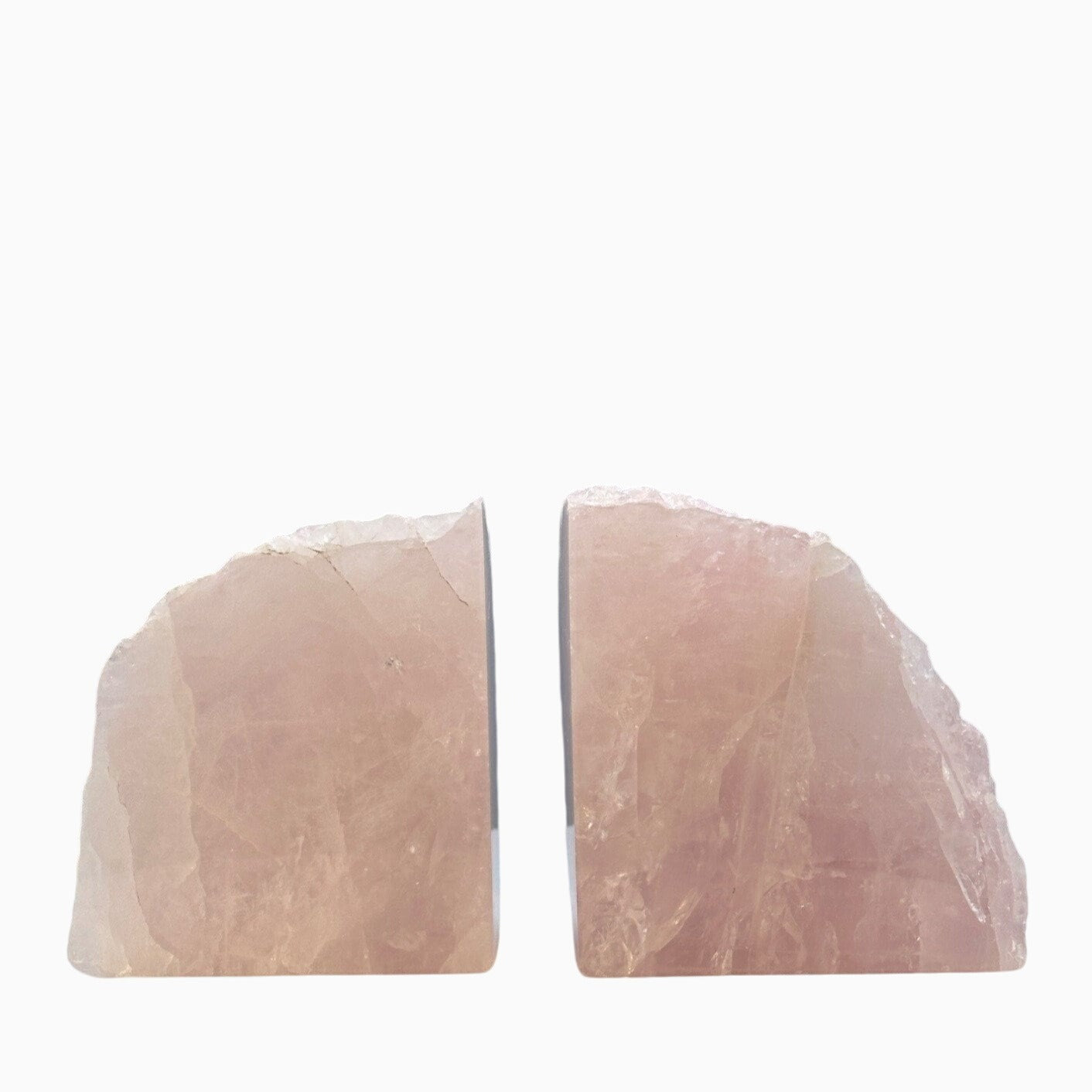 Crystal Bookends, Rose Quartz w/ Natural Characteristics, Pink Crystal Bookends (Weighs 4+ lbs.) AB