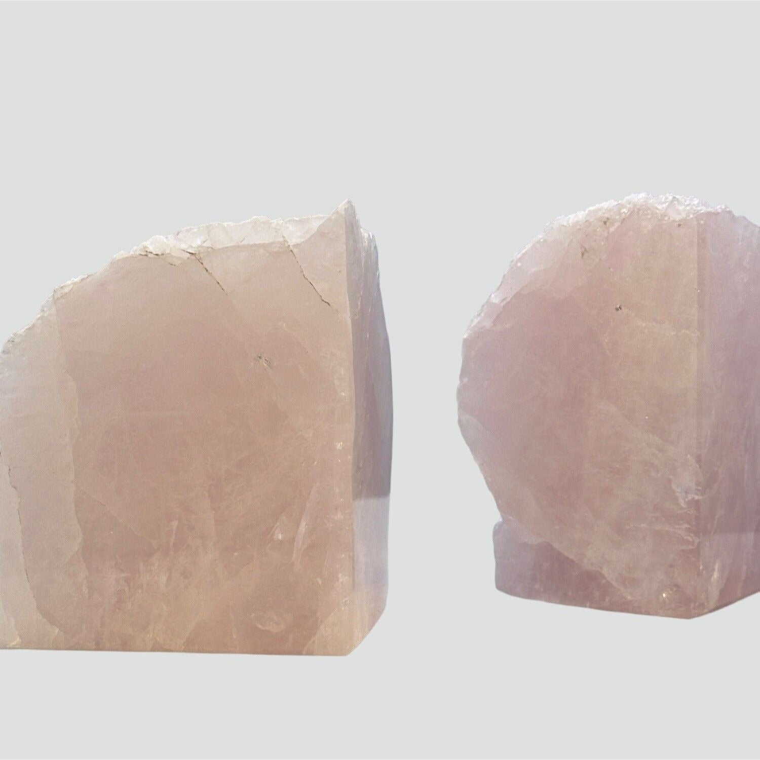 Crystal Bookends, Rose Quartz w/ Natural Characteristics, Pink Crystal Bookends (Weighs 4+ lbs.) AB