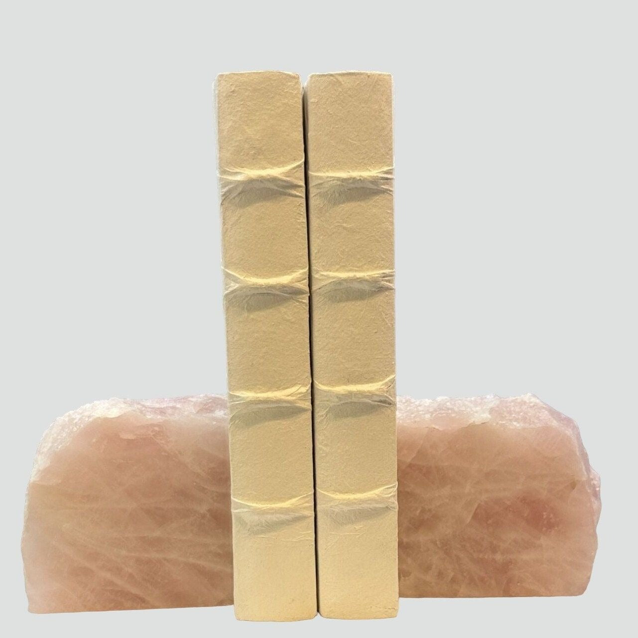 Natural Rose Quartz Bookends with Boho Chic Appeal w/ Natural Characteristics, Pink Crystal Bookends (5+ lbs.) AC