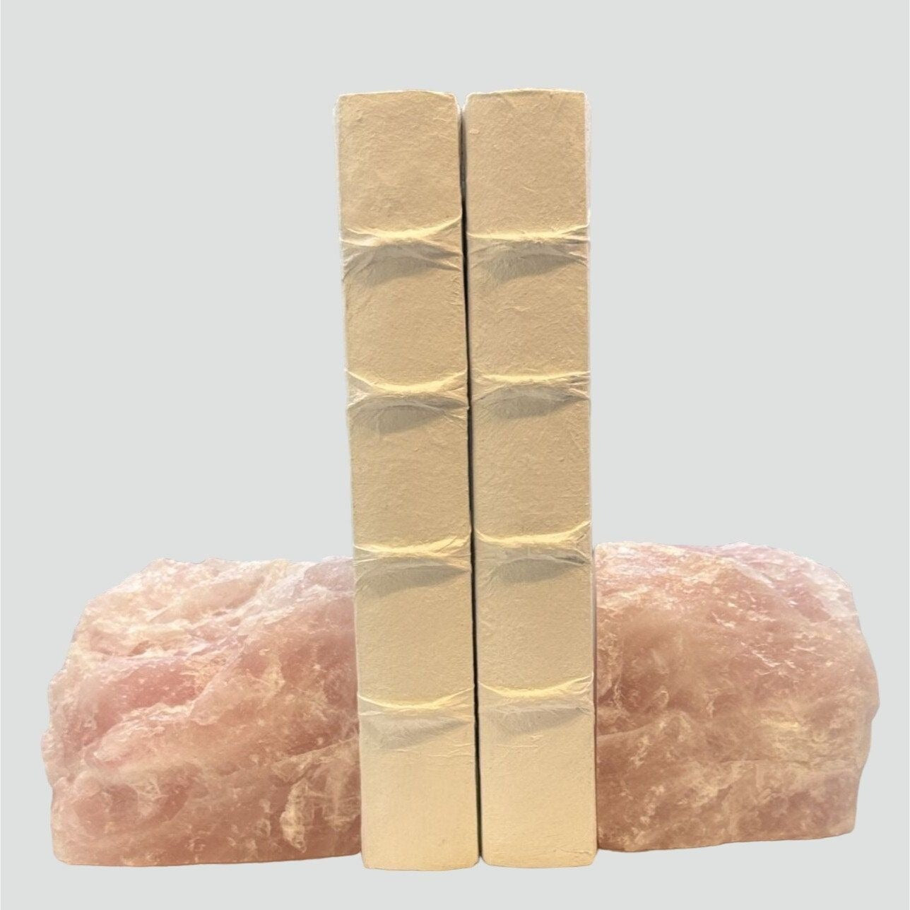 Natural Rose Quartz Bookends with Boho Chic Appeal w/ Natural Characteristics, Pink Crystal Bookends (5+ lbs.) AC
