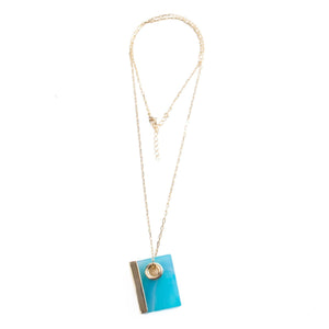 Agate Rectangle Necklace 30"