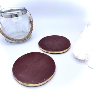 Marble Onyx Brown/Red Coasters - Interiors in Balance