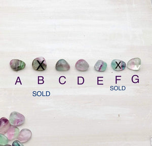 Fluorite Polished Tumbled Nugget (Green & Purple Banded Colors, 1 Crystal Per Order) - Interiors in Balance