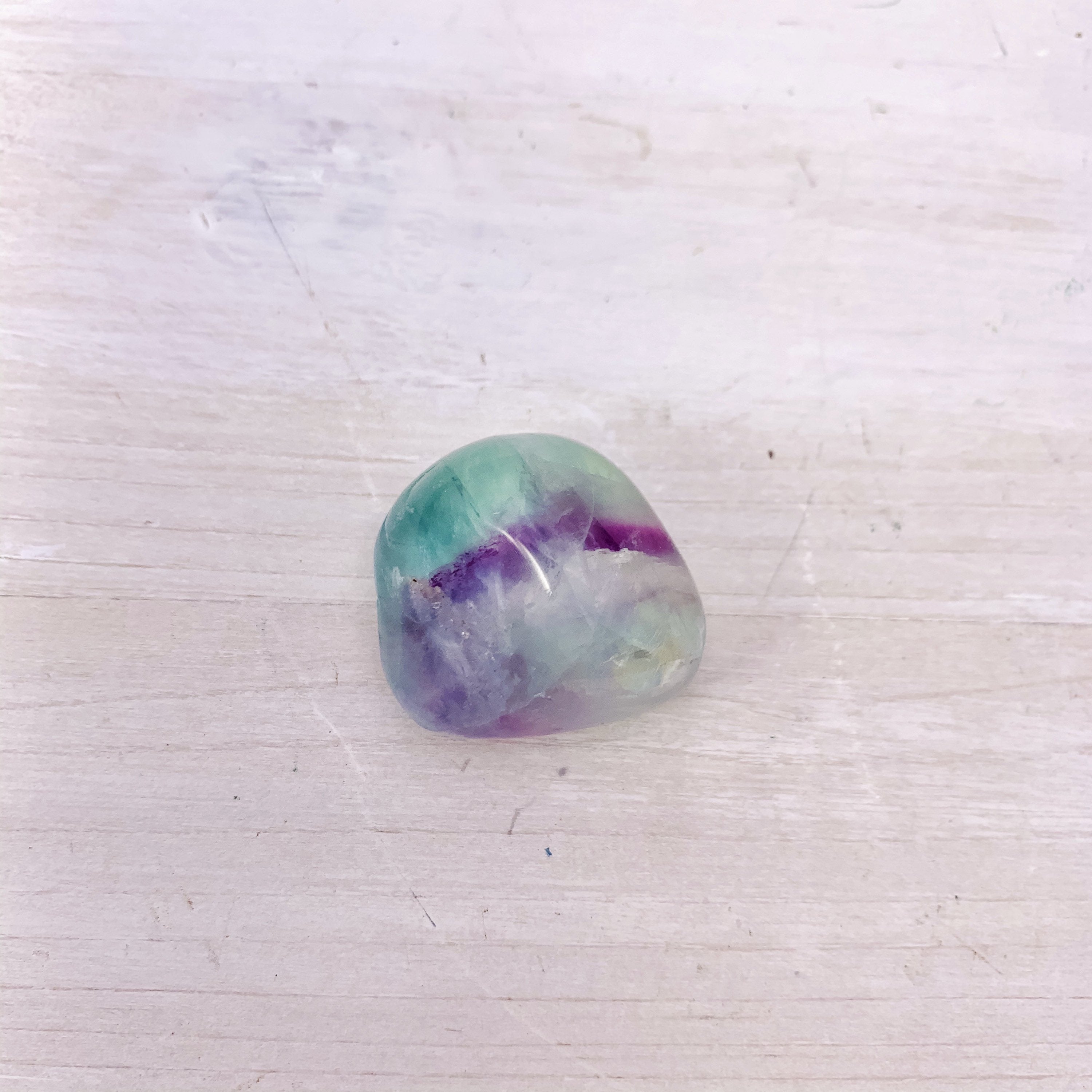 Fluorite Polished Tumbled Nugget (Green & Purple Banded Colors, 1 Crystal Per Order) - Interiors in Balance