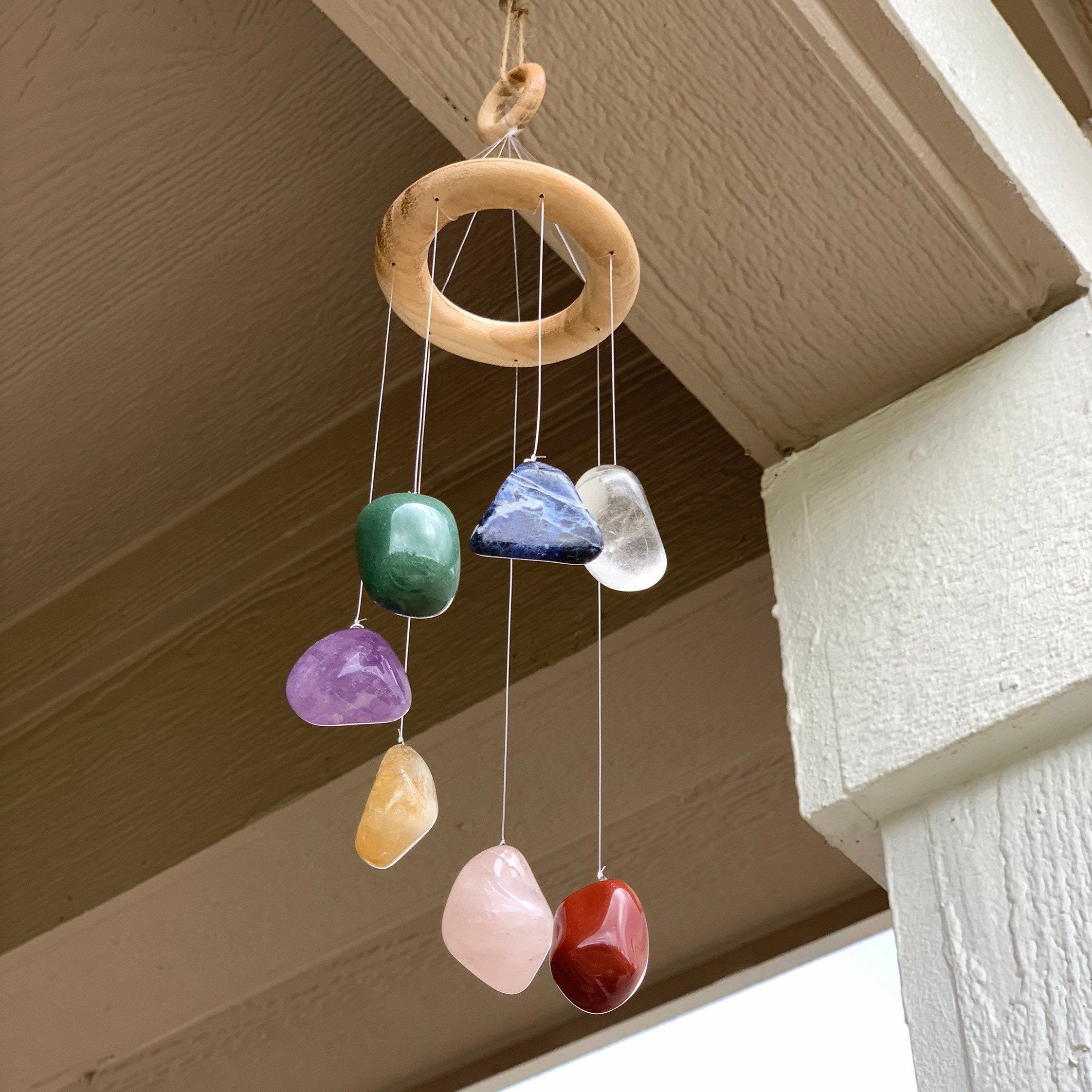 Chakra Stone Mobile, Crystal Wind Chime for Indoor Display - Interiors in Balance