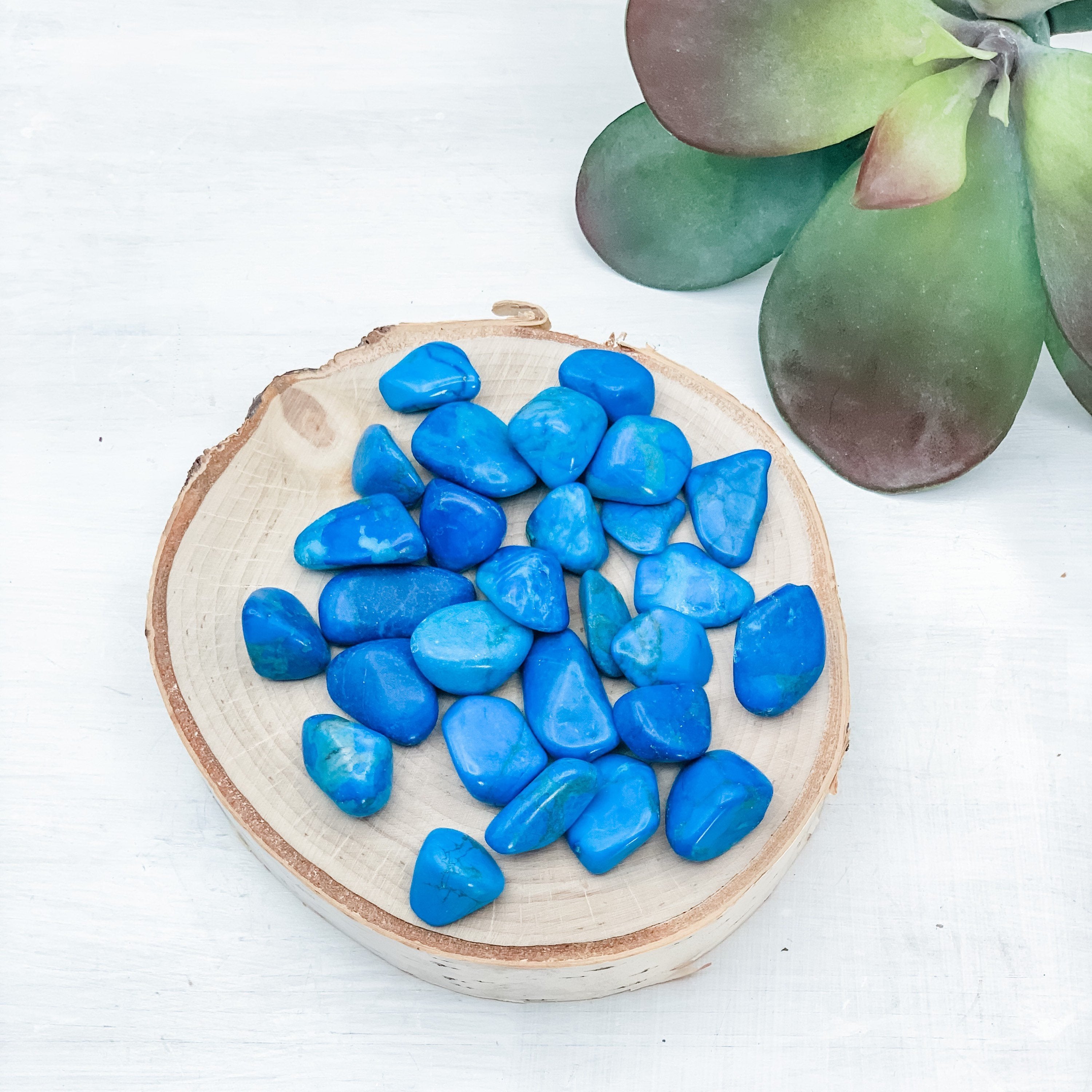 Blue Howlite Tumbled Polished Pocket Stone - 1 Per Order - Interiors in Balance