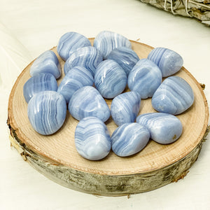 Blue Lace Agate, Rare Polished Tumbled, Pocket Stone, Mineral Collection,  Excellent Quality (1 Per Order) - Interiors in Balance