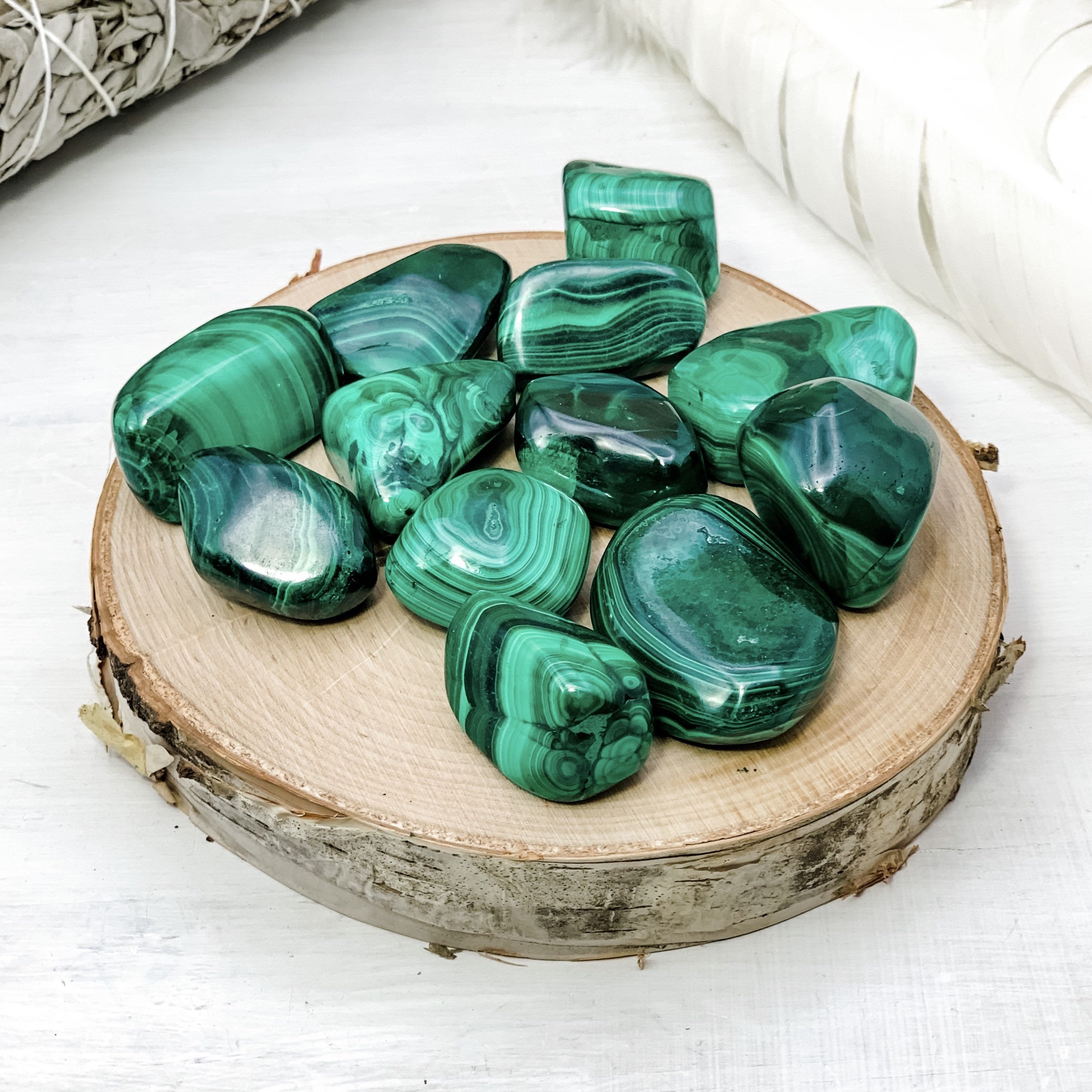 Malachite African Polished Tumbled Stone (1 Per Order) - Interiors in Balance