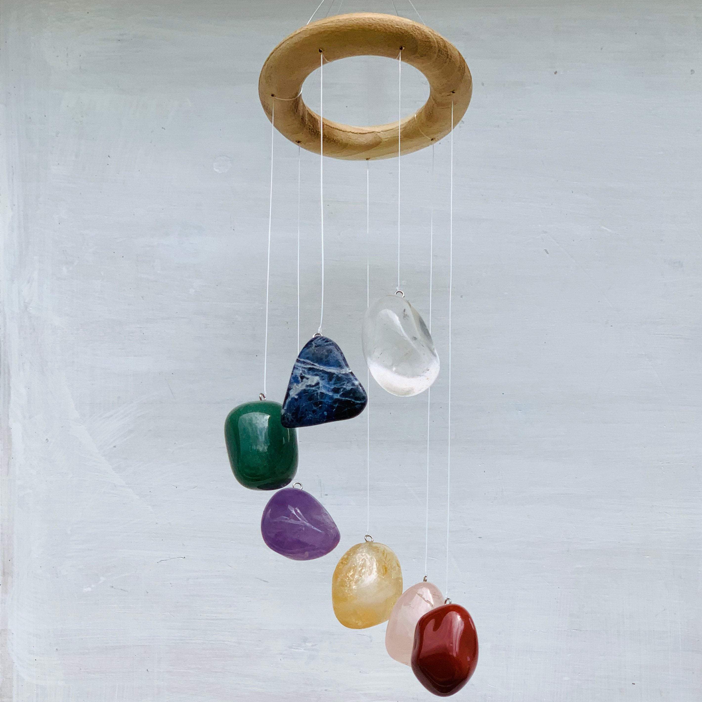 Chakra Stone Mobile, Crystal Wind Chime for Indoor Display - Interiors in Balance