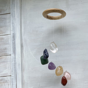 Chakra Stone Mobile, Crystal Wind Chime for Indoor Display - Interiors in Balance