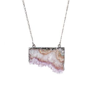 Amethyst and Agate Geode Necklace 34″