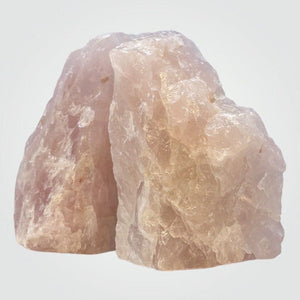 Boho Luxe Decor, Rose Quartz Bookends with Meaning Card - Natural Pink Crystal Décor for Your Bookshelf, 5 lbs. (AJ)