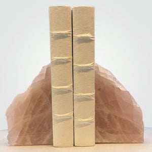 Boho Luxe Decor, Rose Quartz Bookends with Meaning Card - Natural Pink Crystal Décor for Your Bookshelf, 5 lbs. (AJ)