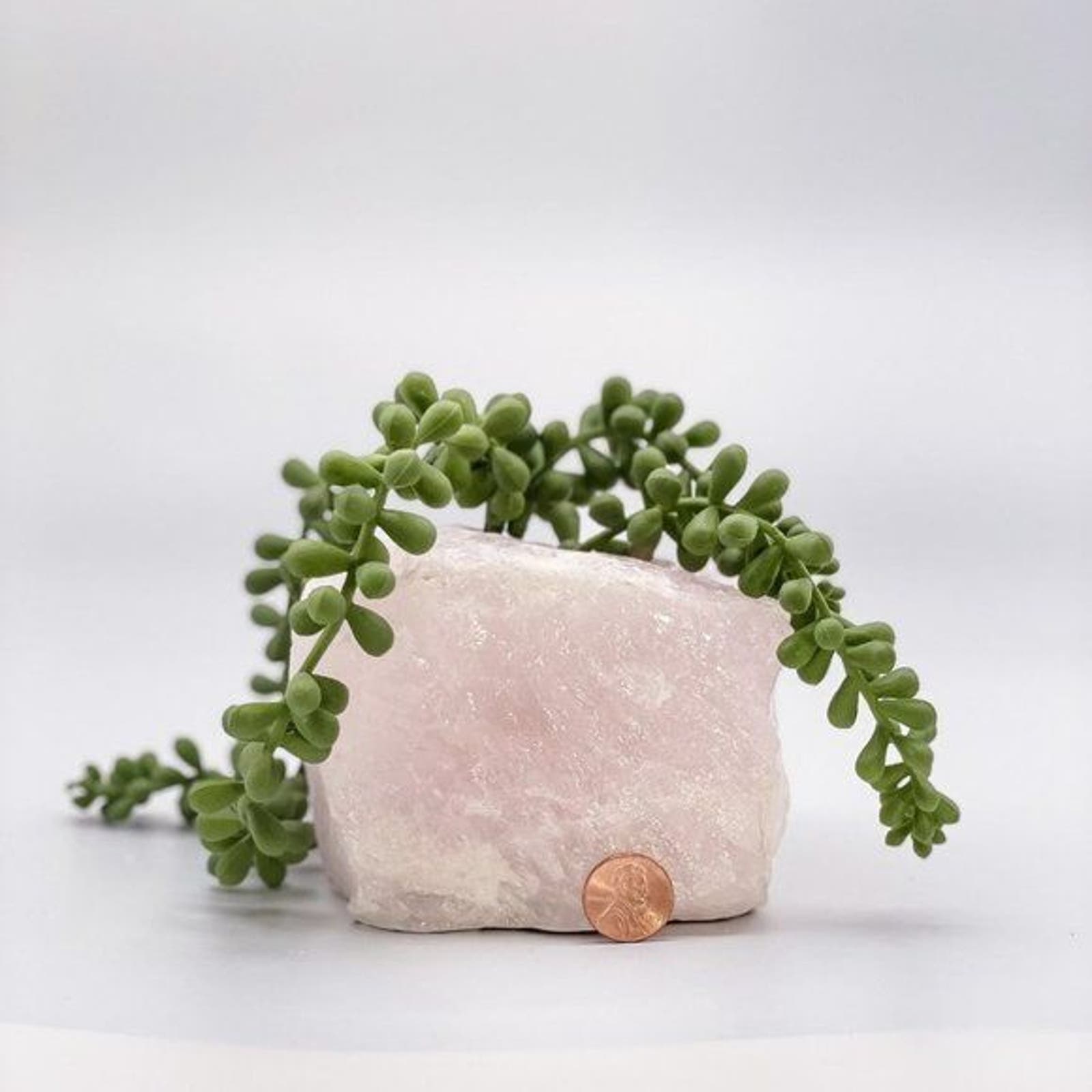 Crystal Candle Holder, Raw Rose Quartz, Stone Succulent Holder, Air-Plant Holder