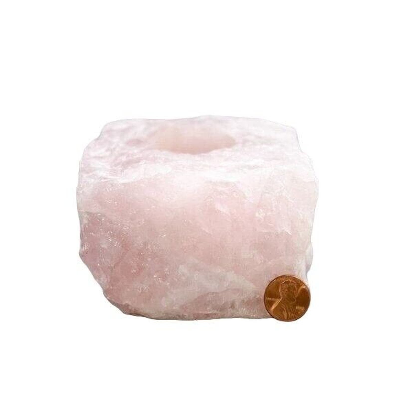 Crystal Candle Holder, Raw Rose Quartz, Stone Succulent Holder, Air-Plant Holder