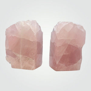 Crystal Bookends, Rose Quartz w/ Natural Characteristics & Black Tourmaline Markings, Weighs Over 5+ lbs. (AO)