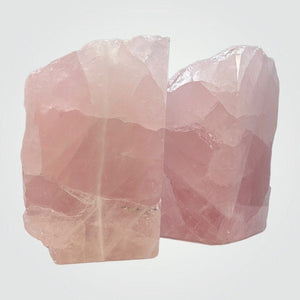 Crystal Bookends, Rose Quartz w/ Natural Characteristics & Black Tourmaline Markings, Weighs Over 5+ lbs. (AO)