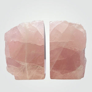 Crystal Bookends, Rose Quartz w/ Natural Characteristics & Black Tourmaline Markings, Weighs Over 5+ lbs. (AO)