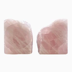 Pink Crystal Bookends, Flawless Natural Rose Quartz Bookends, Boho Luxe, Real Gem Book Ends, Unique, Heavy, Short Bookends, 6+ lbs (LS)