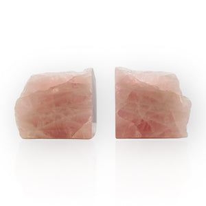 Pink Crystal Bookends, Flawless Natural Rose Quartz Bookends, Boho Luxe, Real Gem Book Ends, Unique, Heavy, Short Bookends, 6+ lbs (LS)