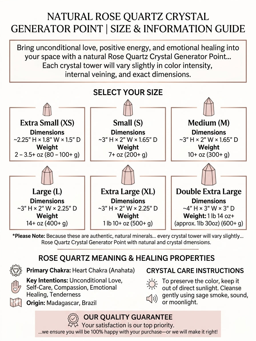 Rose Quartz Natural Crystal Generator Point Polished Tip Raw Base