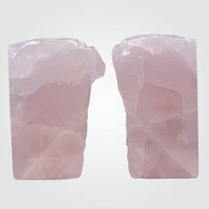 Crystal Bookends, Rose Quartz w/ Natural Characteristics & Black Tourmaline Markings, Pink Crystal Bookends, 5+ lbs. (AM)