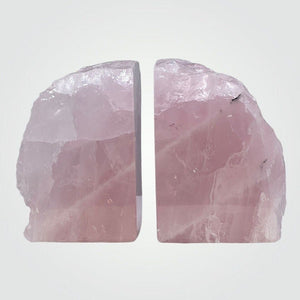 Crystal Bookends, Rose Quartz w/ Natural Characteristics & Black Tourmaline Markings, Pink Crystal Bookends, 5+ lbs. (AM)