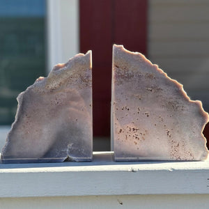 Pink Amethyst Bookends Natural Geode Book Ends Crystal Bookshelf Home Decor (AJ)