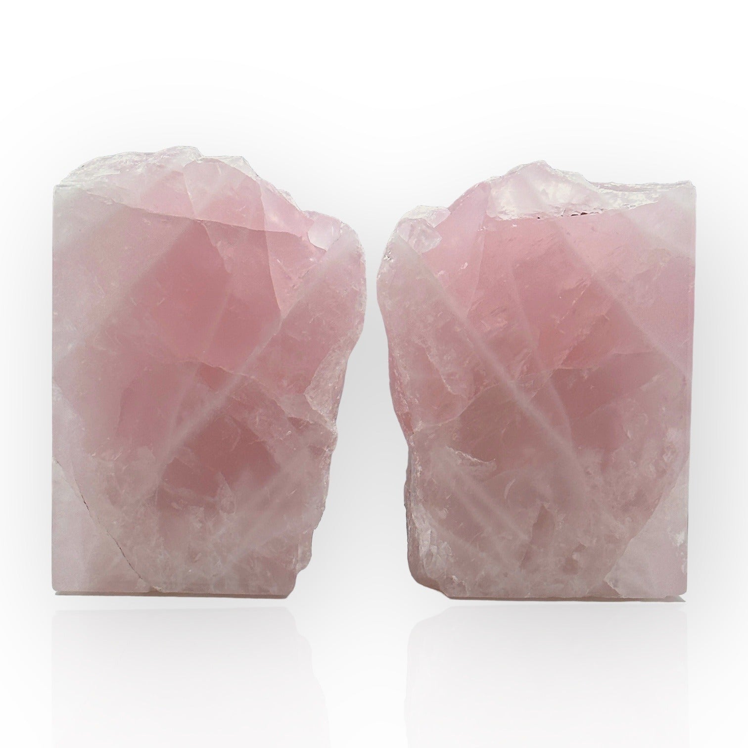 Pink Crystal Bookends, Rose Quartz w/ Natural Characteristics, Heavy Gemstone Book Ends, Love Chakra, Geode Bookends (LD)