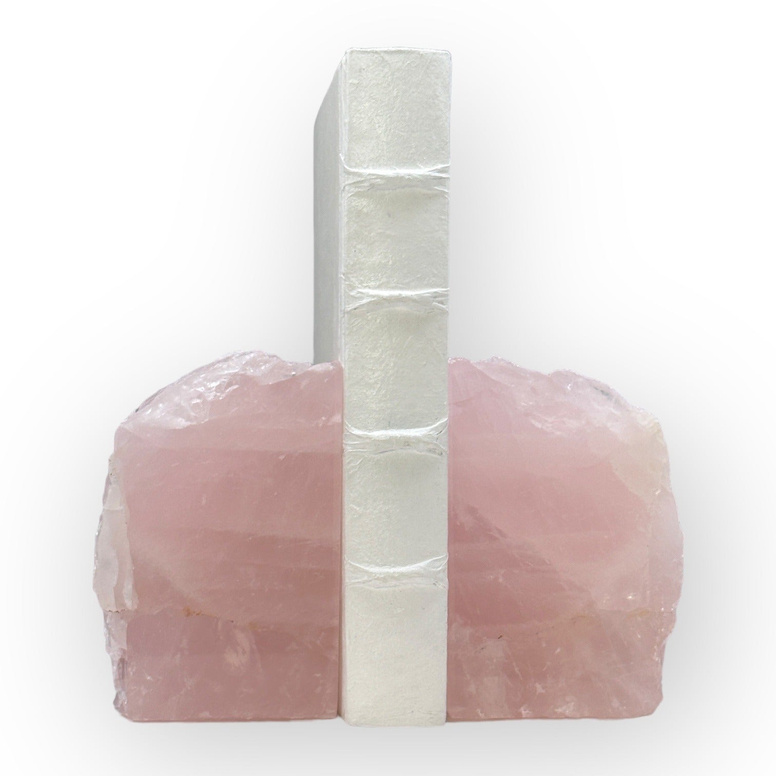 Pink Crystal Bookends, Rose Quartz w/ Natural Characteristics, Heavy Gemstone Book Ends, Love Chakra, Geode Bookends (LD)