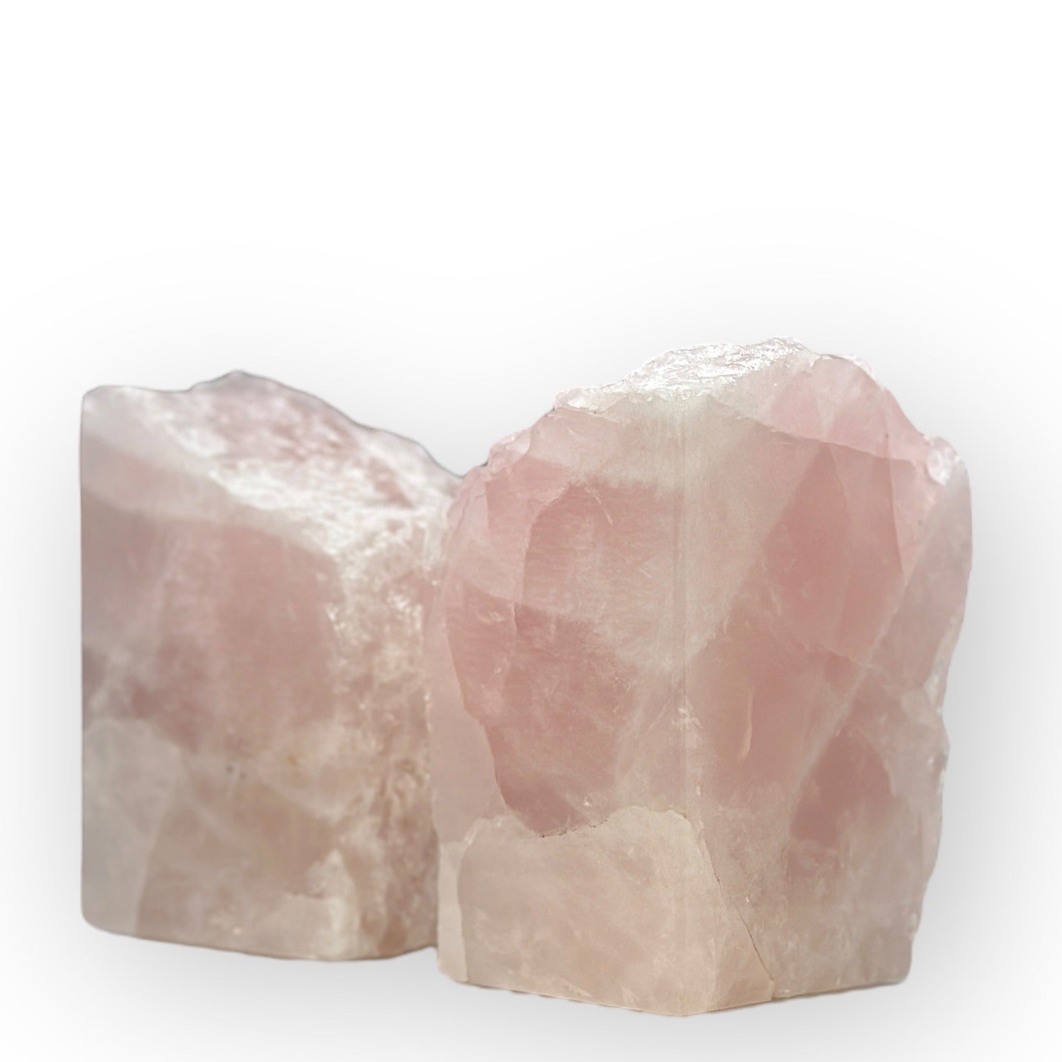 Pink Crystal Bookends, Rose Quartz w/ Natural Characteristics, Heavy Gemstone Book Ends, Love Chakra, Geode Bookends (LD)
