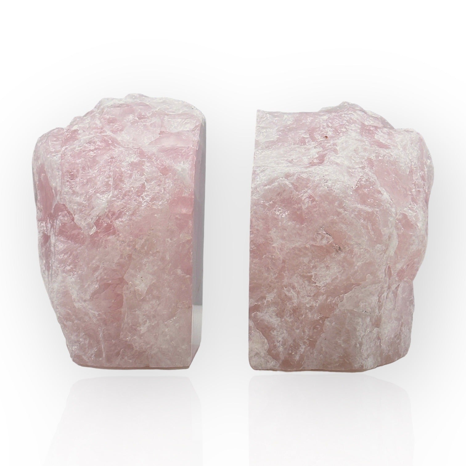 Pink Crystal Bookends, Rose Quartz w/ Natural Characteristics, Heavy Gemstone Book Ends, Love Chakra, Geode Bookends (LD)