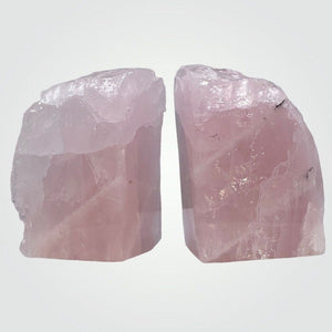 Crystal Bookends, Rose Quartz w/ Natural Characteristics & Black Tourmaline Markings, Pink Crystal Bookends, 5+ lbs. (AM)