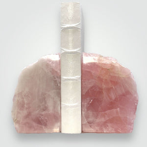 Rose Quartz Bookends, Natural Characteristics, Pink Crystal Bookends, Gift of Love (AP)