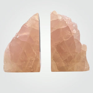 Pink Crystal Rose Quartz Bookends - Natural Characteristics for Pink Bookshelf Décor