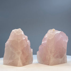 Pink Crystal Rose Quartz Bookends - Natural Characteristics for Pink Bookshelf Décor