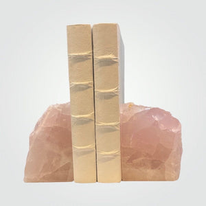 Pink Crystal Rose Quartz Bookends - Natural Characteristics for Pink Bookshelf Décor