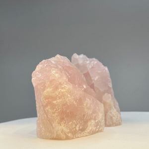 Pink Crystal Rose Quartz Bookends - Natural Characteristics for Pink Bookshelf Décor