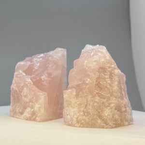 Pink Crystal Rose Quartz Bookends - Natural Characteristics for Pink Bookshelf Décor