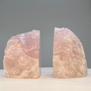 Pink Crystal Rose Quartz Bookends - Natural Characteristics for Pink Bookshelf Décor