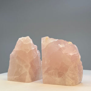 Pink Crystal Rose Quartz Bookends - Natural Characteristics for Pink Bookshelf Décor