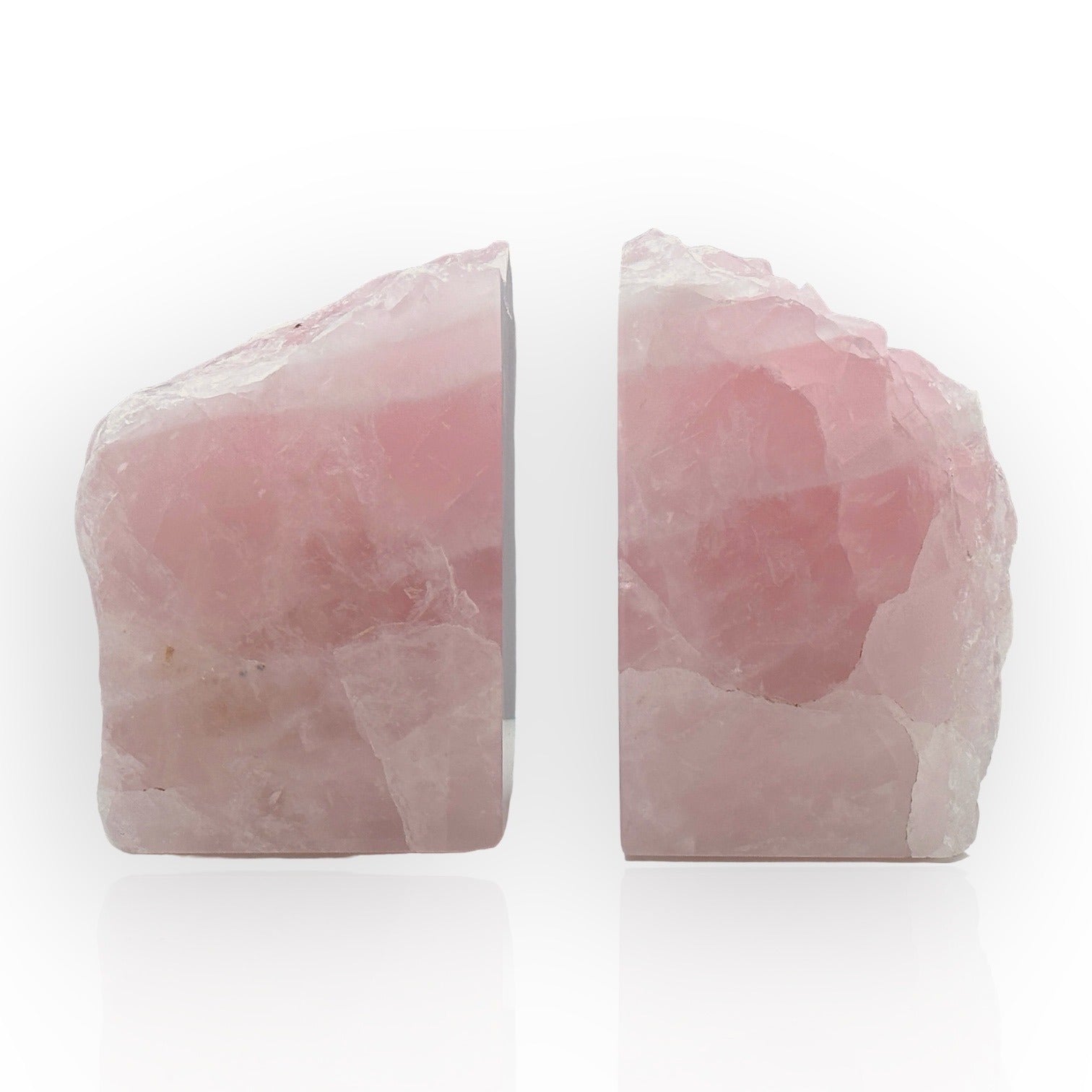 Pink Crystal Bookends, Rose Quartz w/ Natural Characteristics, Heavy Gemstone Book Ends, Love Chakra, Geode Bookends (LD)
