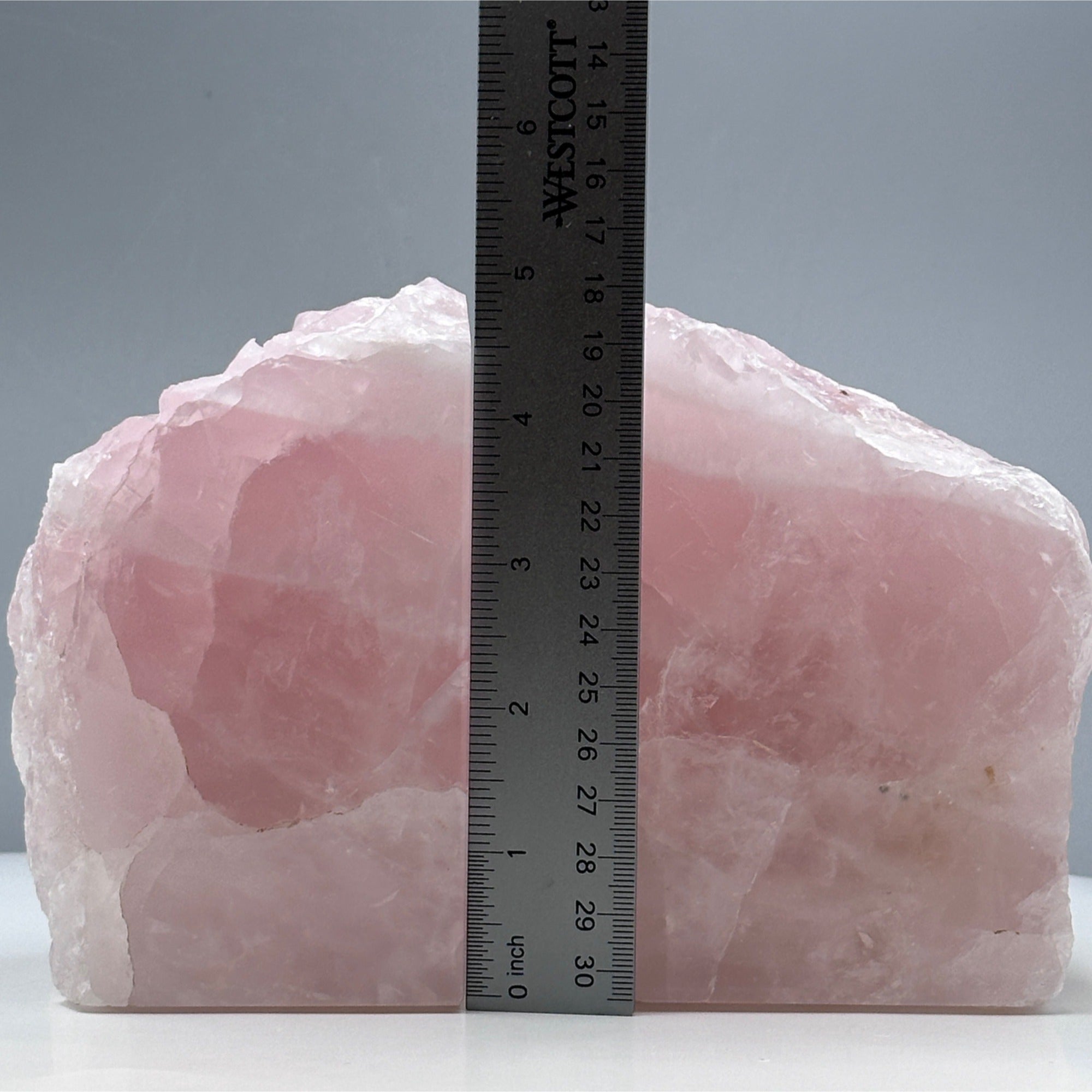 Pink Crystal Bookends, Rose Quartz w/ Natural Characteristics, Heavy Gemstone Book Ends, Love Chakra, Geode Bookends (LD)