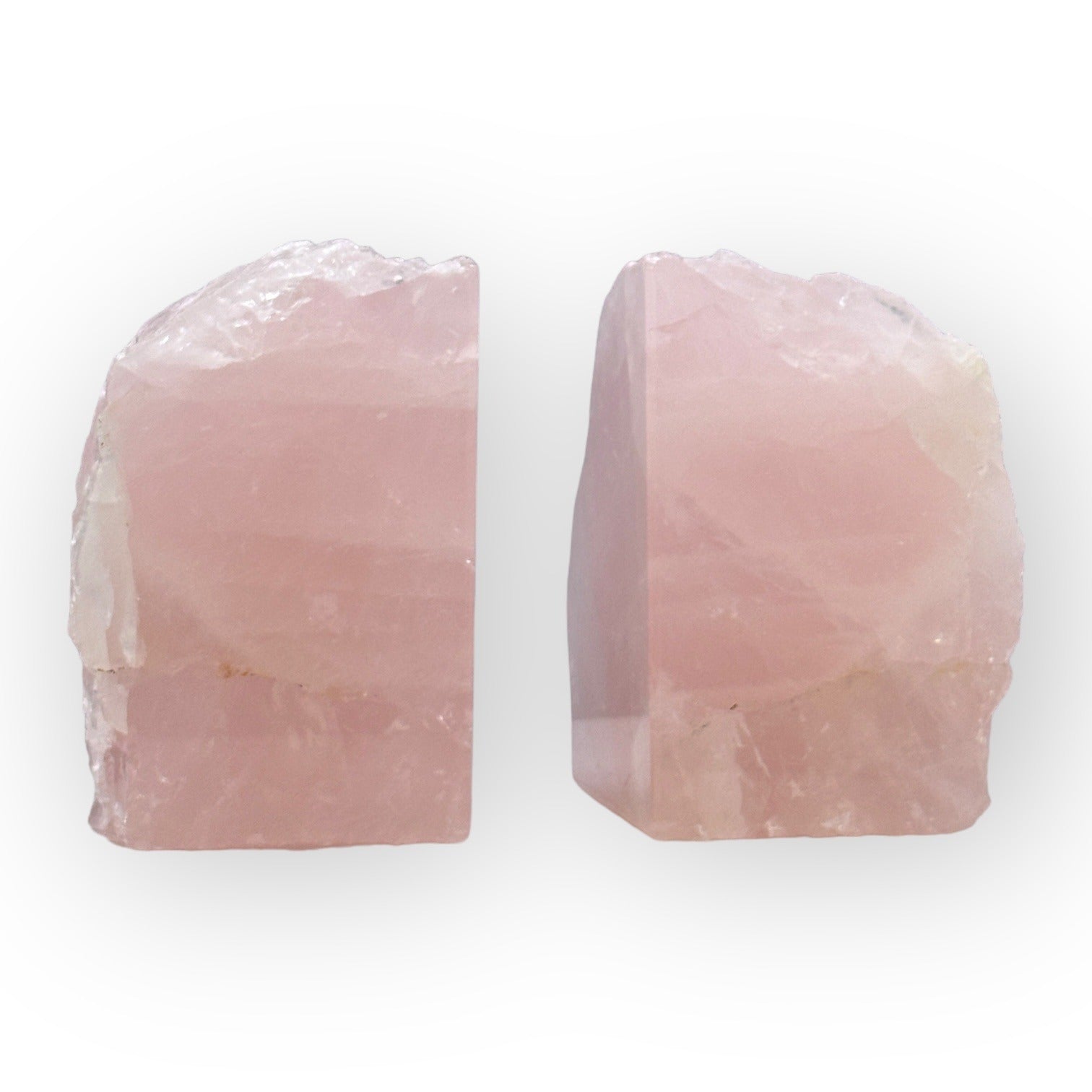 Pink Crystal Bookends, Rose Quartz w/ Natural Characteristics, Heavy Gemstone Book Ends, Love Chakra, Geode Bookends (LD)