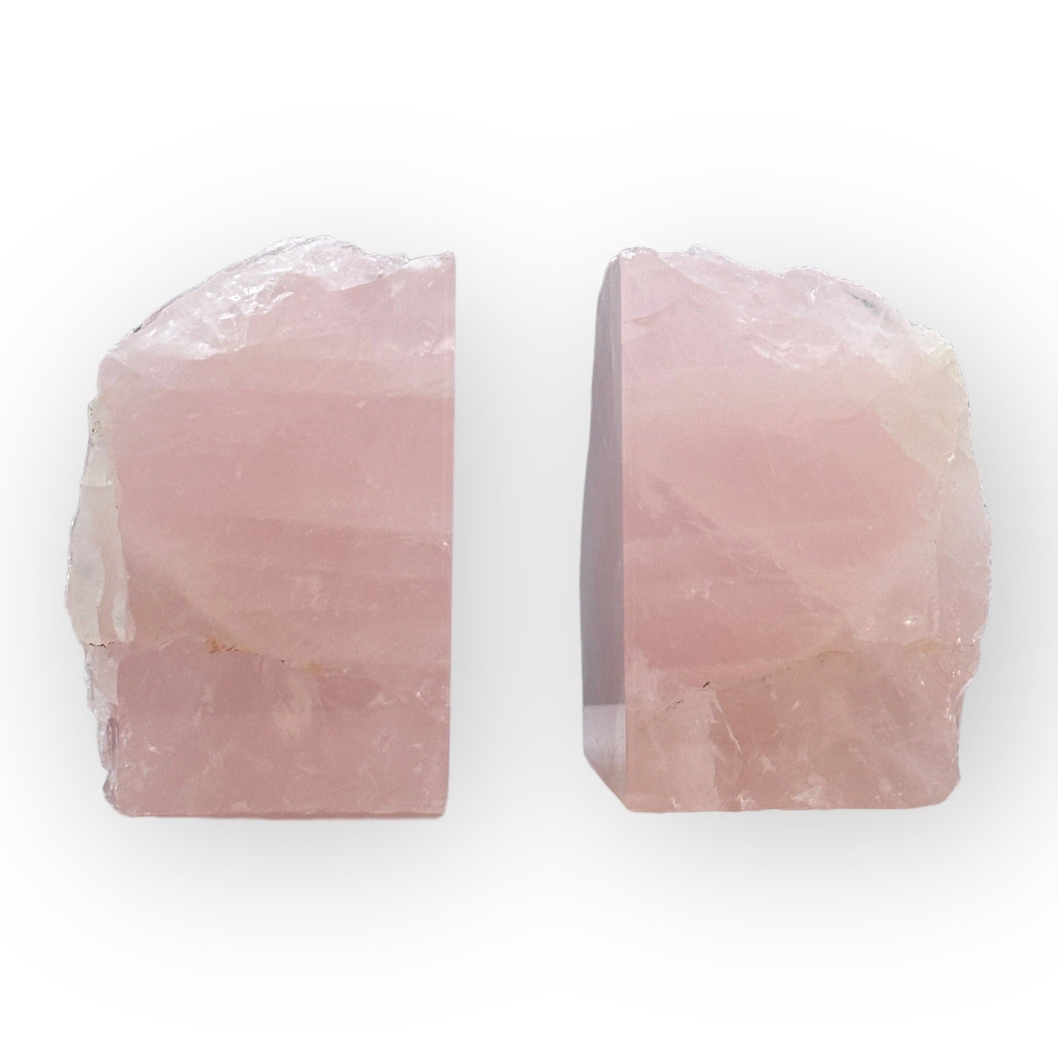 Pink Crystal Bookends, Rose Quartz w/ Natural Characteristics, Heavy Gemstone Book Ends, Love Chakra, Geode Bookends (LD)