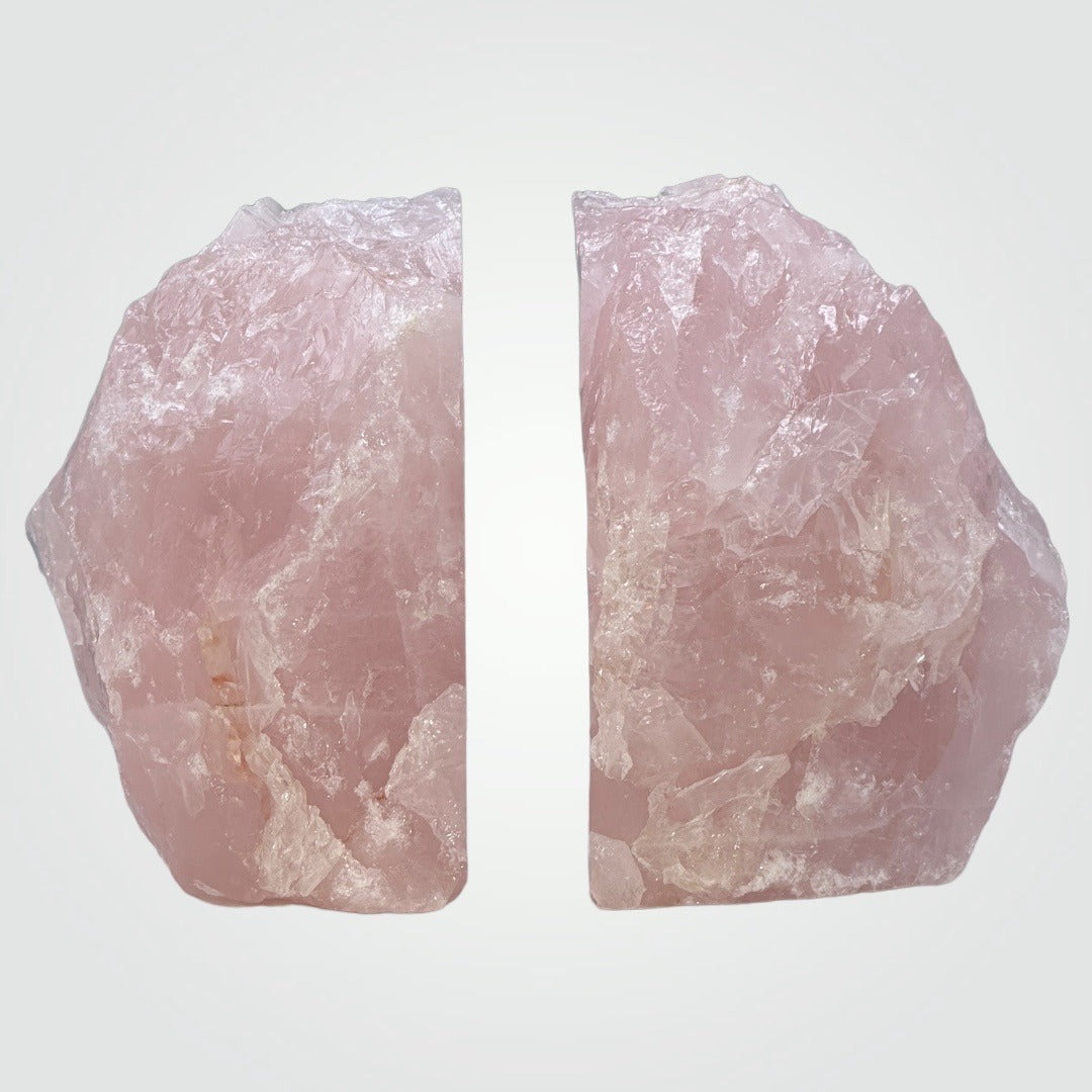 Pink Crystal Bookends, Rose Quartz w/ Natural Characteristics, Book Lover Gift, Mindful Love Gift, Weighs Over 5+ lbs. (AN)